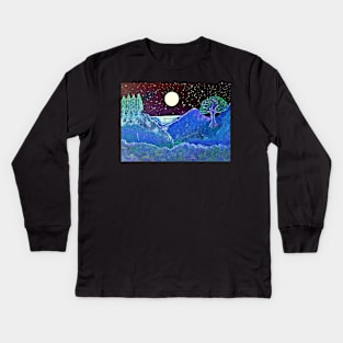 Magical Moonlight Landscape Kids Long Sleeve T-Shirt